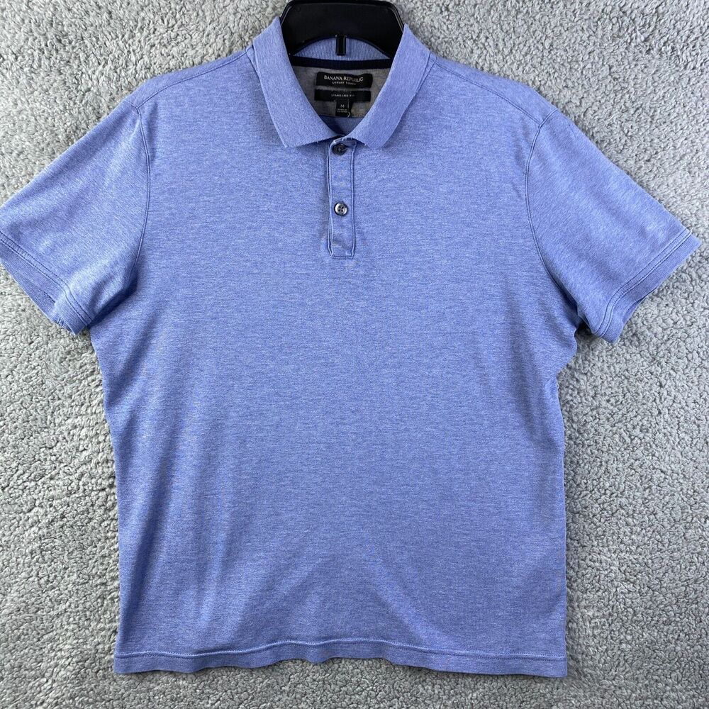 Banana Republic Short Sleeve 100% Cotton Polo Shirt Womens Medium Light Blue